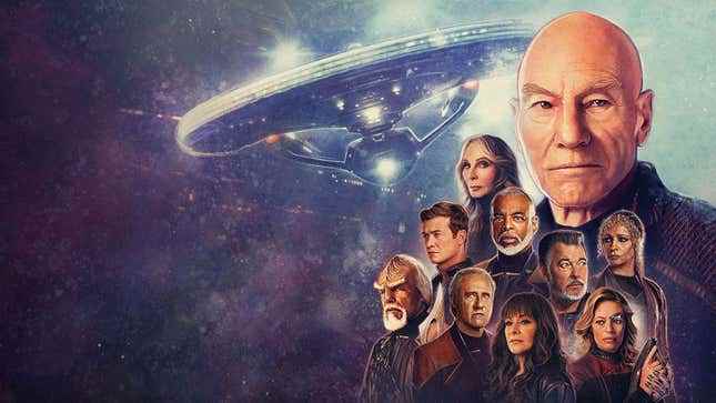 Star Trek: Picard'ın 3. sezonu için ana oyuncu kadrosunu gösteren ana resim.