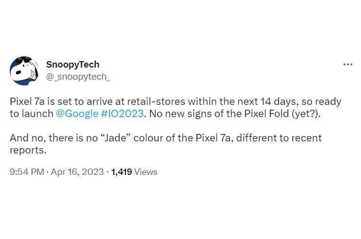 Pixel 7a'nın yakında perakende mağazalara ulaşmaya başlayacağı bildiriliyor
