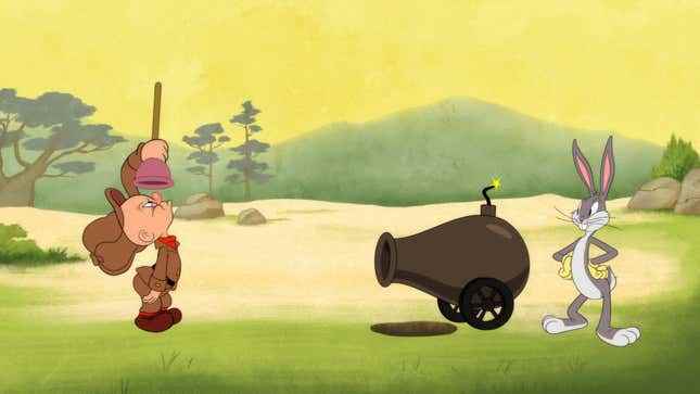 Looney Toons Karikatürlerinde Elmer Fudd ve Bugs Bunny.