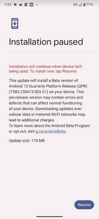 Bu ayın başlarında yayınlanan QPR3 Beta 3 güncellemesi, Verizon üzerinde çalışan bir Pixel 6 Pro'daki Nisan güvenlik yamasıyla birlikte gelmedi - Verizon teknik desteği, Pixel 6 hattının 27 Nisan'da gecikmeli güncelleme alacağını söylüyor