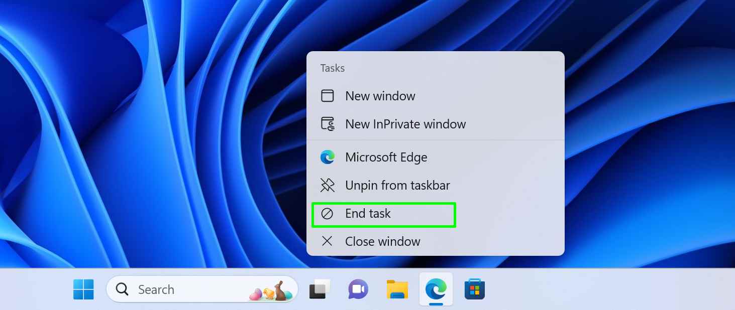 Windows 11 Canary 25336'da görevi sonlandır seçeneği