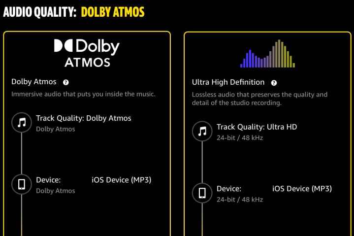 Dolby Atmos'ta Atmos Müziği gösteren ekran.