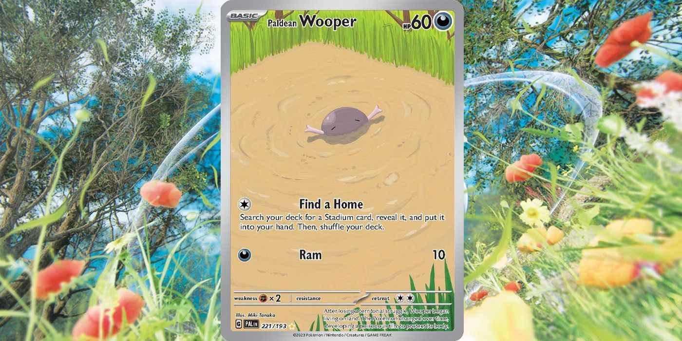 Pokémon TCG'nin Paldea Evolved genişlemesinden Paldean Wooper Illustration Nadir kartı.