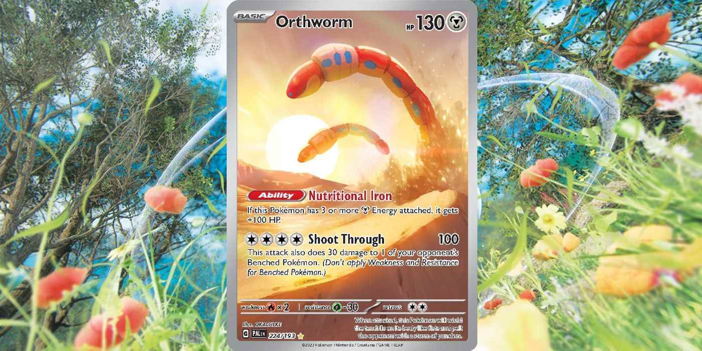 Pokémon TCG'nin Paldea Evolved genişlemesinden Orthworm Illustration Nadir kartı.
