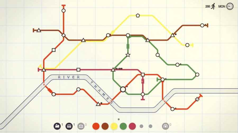 En iyi tren oyunlarından biri olan Mini Metro'da alternatif bir Londra metro haritası