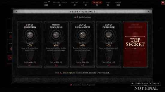 Diablo 4 savaş bileti fiyatlandırması, ödüller ve daha fazlası: Diablo 4'teki Mevsimsel Kutsama tekliflerinin bir tasviri.