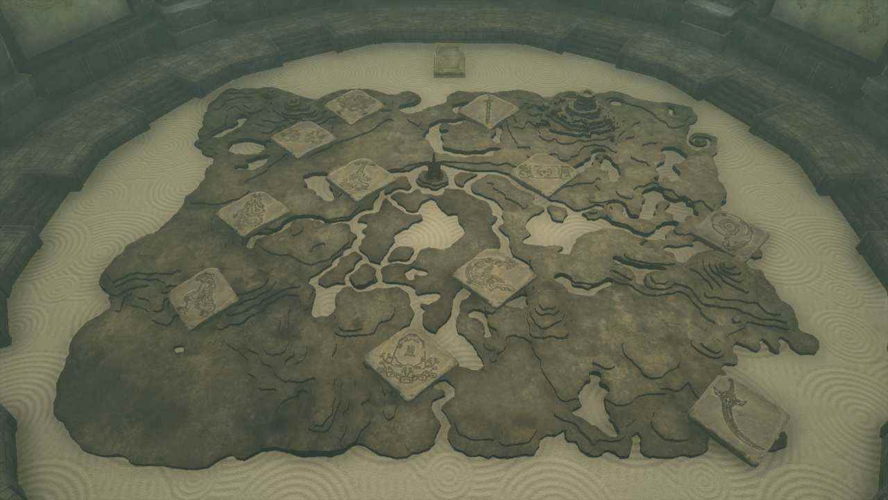TOTK'daki Dragon Tears Geoglyphs haritasının yukarıdan aşağıya bir görüntüsü