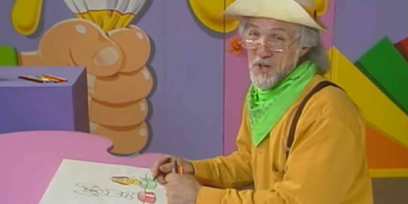 Pappy Drew-It, Pappyland'deki renkli bir odada çizim yapıyor