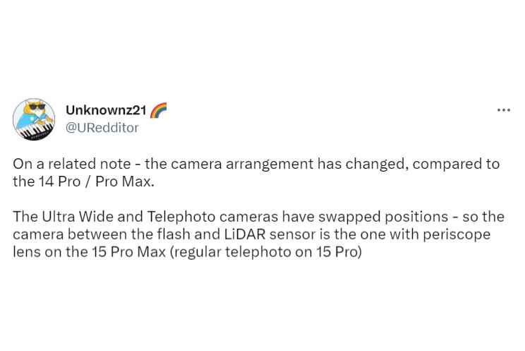 Sızıntı, iPhone 15 Pro Max'in güncellenmiş bir kamera düzenine sahip olacağını söylüyor