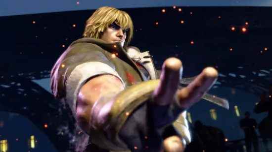 Street Fighter 6 seviye listesi - Ken, ekran dışında yüzüstü yatan rakibine barış işareti atıyor.