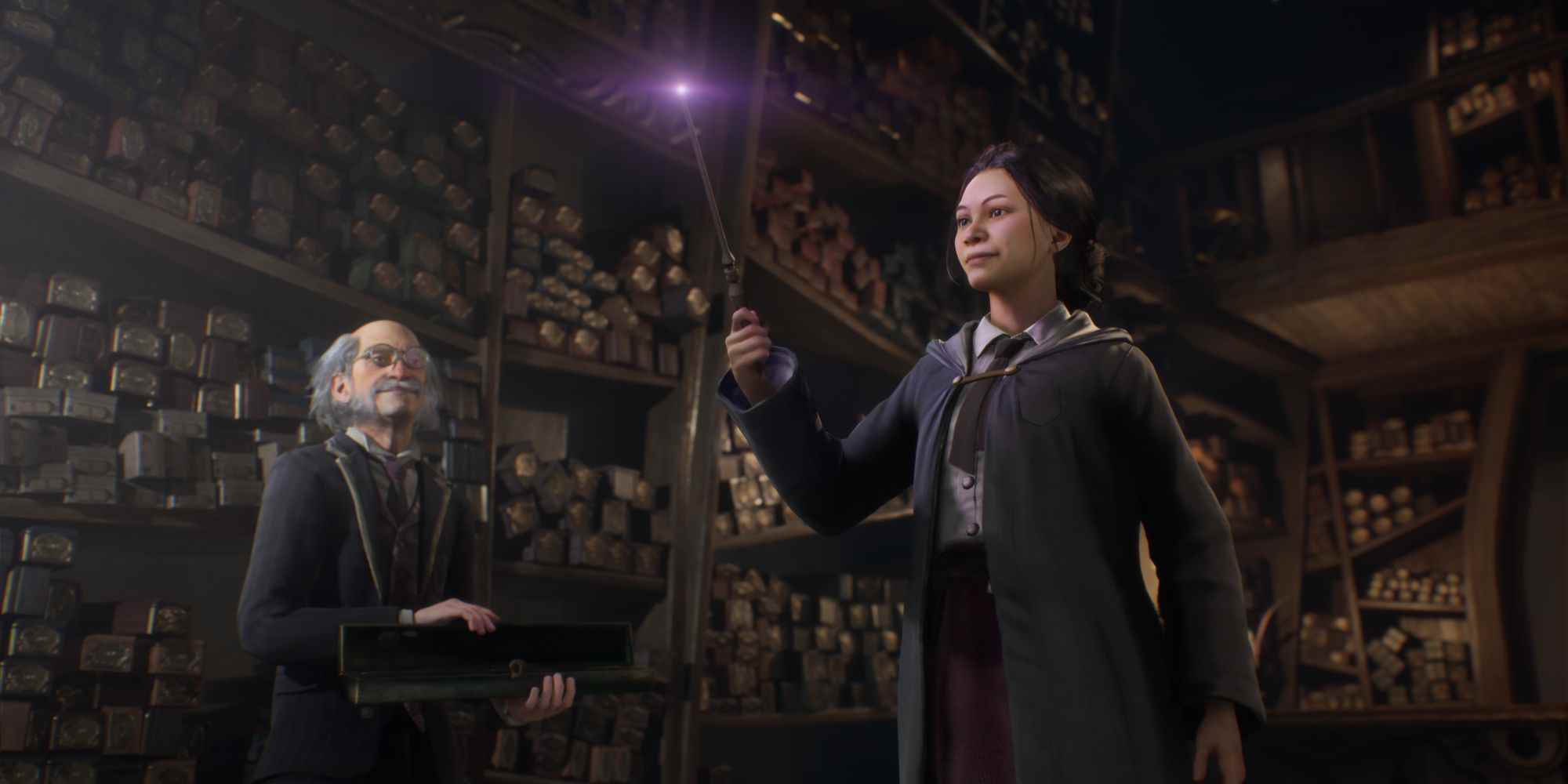 Harry Potter oyunu Hogwarts Legacy'den büyü öğrenen bir öğrenciyi gösteren görüntü