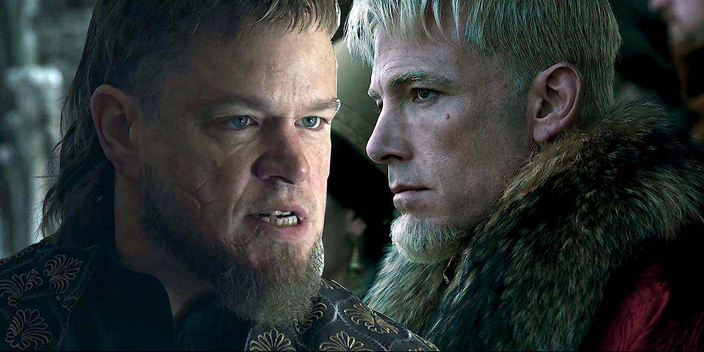 The Last Duel'de Matt Damon'ın kızgın ve Ben Affleck'in metanetli göründüğü bölünmüş görüntü