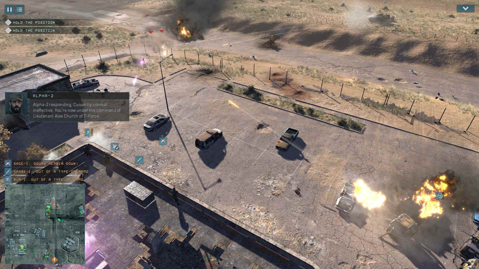 Kurucu birlikleri, Terminator: Dark Fate - Defiance'tan bir ekran görüntüsünde ekranı bir diyalog kutusuyla dolduruyor