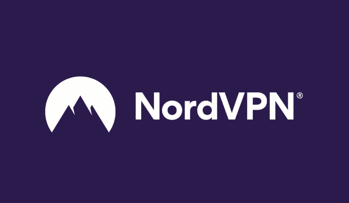 Mor arka planda NordVPN logosu.