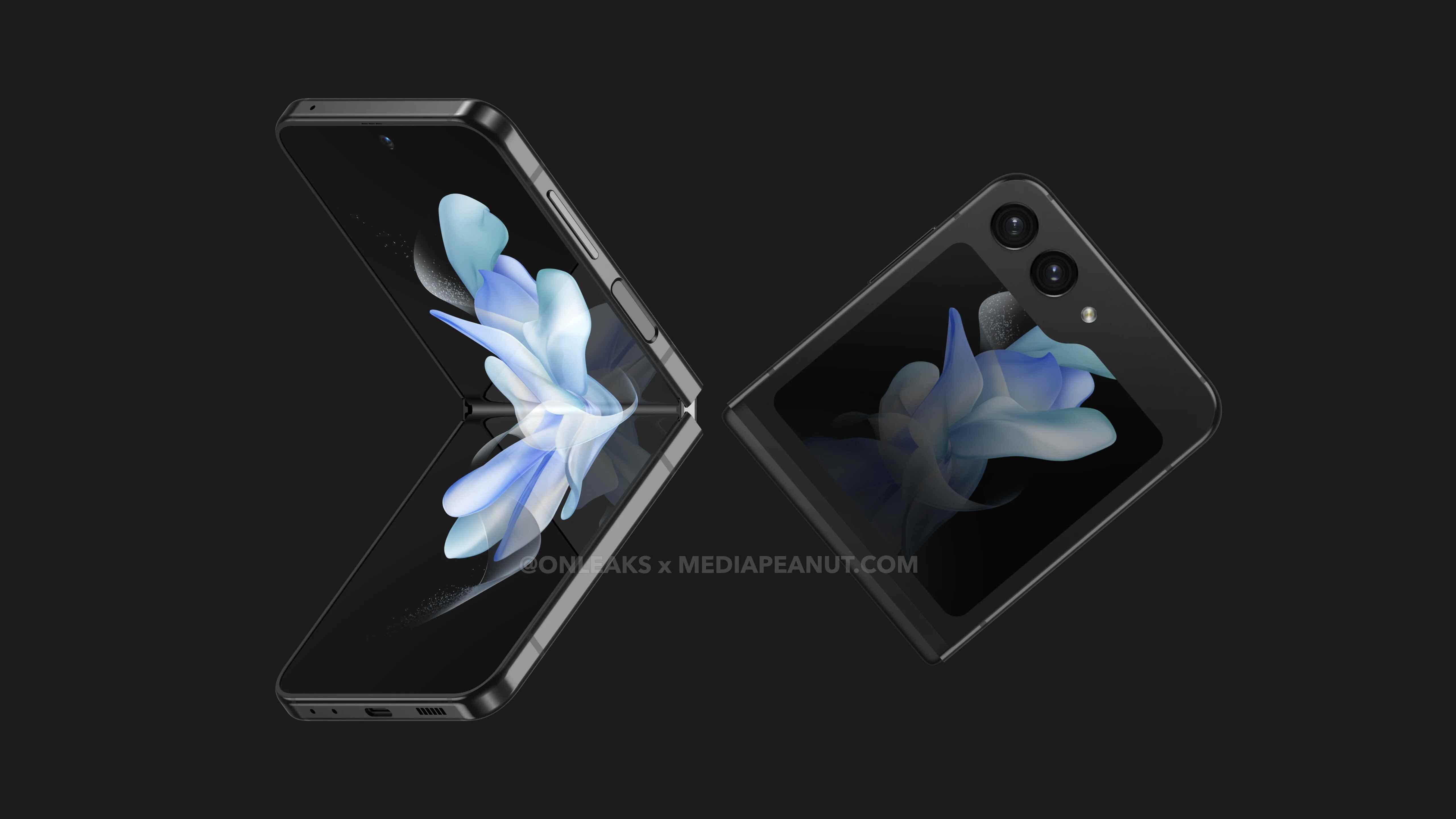 İmaj Katkısı - @OnLeaks &amp;  @MediaPeanut.com - Galaxy Z Flip 5 kapak ekranının yeniden tasarımı, resmi Samsung vakası tarafından onaylandı