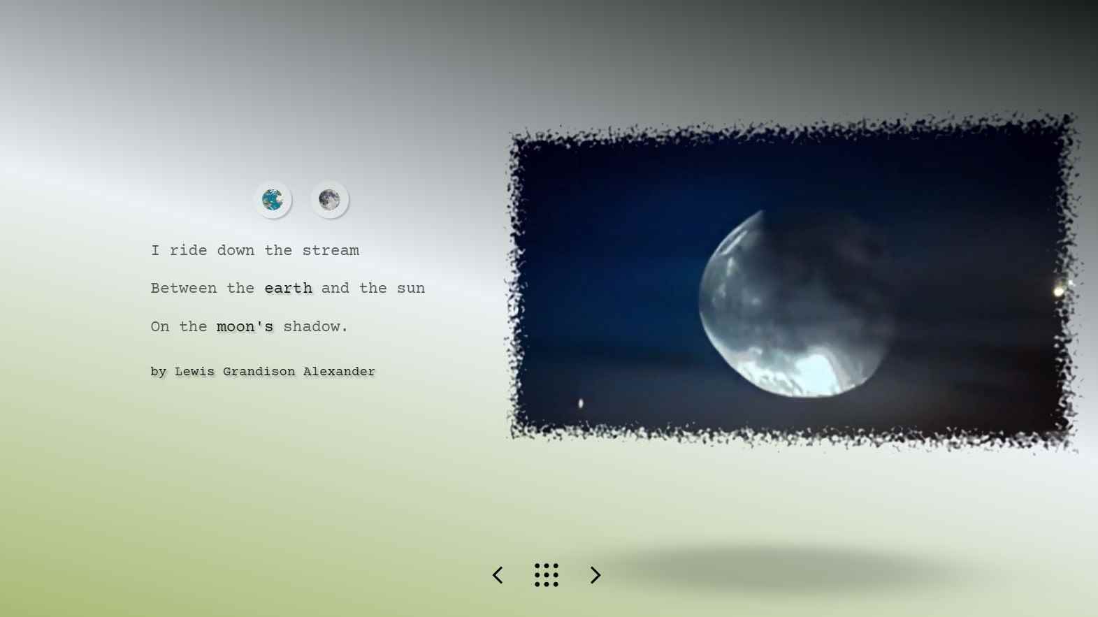 Ay hakkında bir şiirin yanında yapay zeka tarafından parlatılmış bir ay görüntüsü