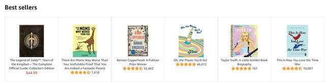 The Legend of Zelda, Taylor Swift ve This Is How You Lose the Time War dahil olmak üzere şu anda Amazon'daki en popüler altı kitap.