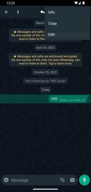 Görüntü Kaynağı - WABetaInfo - WhatsApp, gönderilen mesajları düzenleme yeteneğini test eder