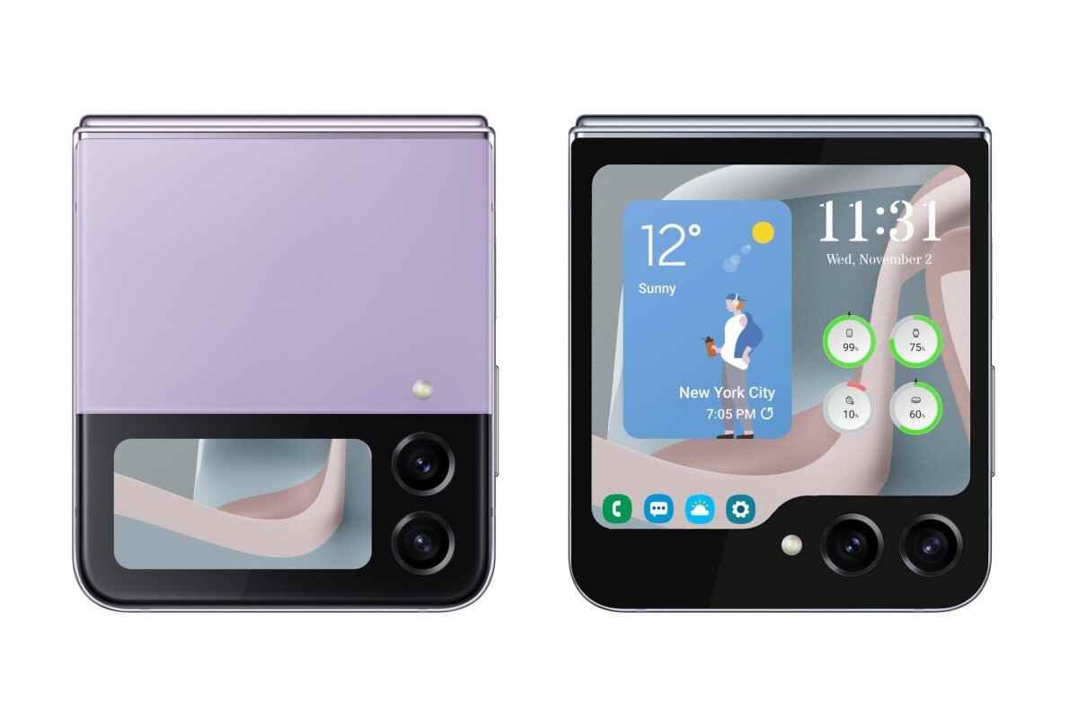 Galaxy Z Flip 5 (sağda resmedilmiştir), açıkça Z Flip 4'ten (burada solda görülüyor) çok daha büyük bir kapak ekranına sahip olacak şekilde ayarlanmıştır.  - Yeni rapor, Samsung Galaxy Z Fold 5 ve Z Flip 5 Unpacked ve çıkış tarihlerini tam olarak ortaya koyduğunu iddia ediyor