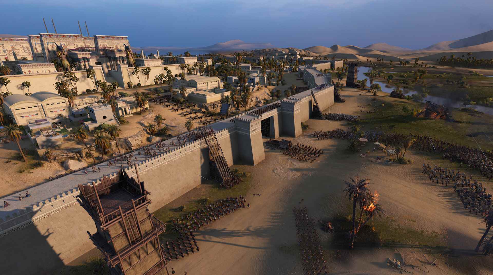 Total War: Pharaoh'tan bir Mısır şehrinin ekran görüntüsü.