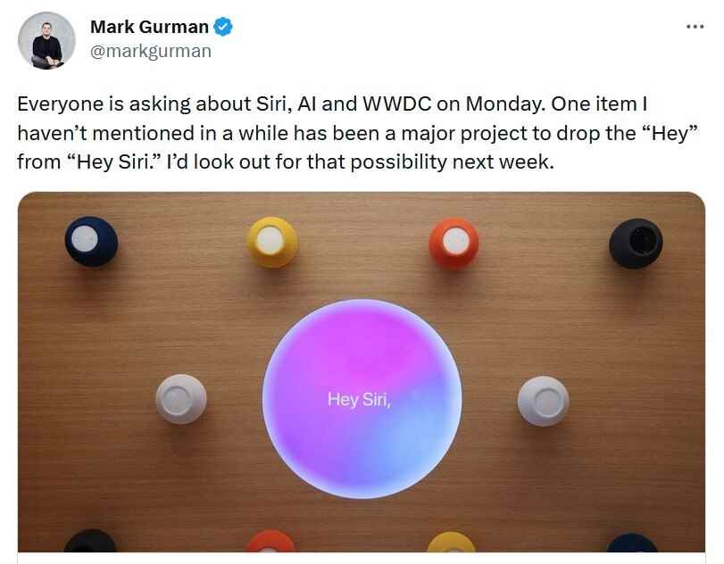 Mark Gurman, Apple'ın Pazartesi günü Siri'de büyük bir değişiklik açıklayabileceğini söylüyor - Pazartesi günü Apple, iOS 17'de Siri'de yapılacak değişiklikleri açıklayabilir