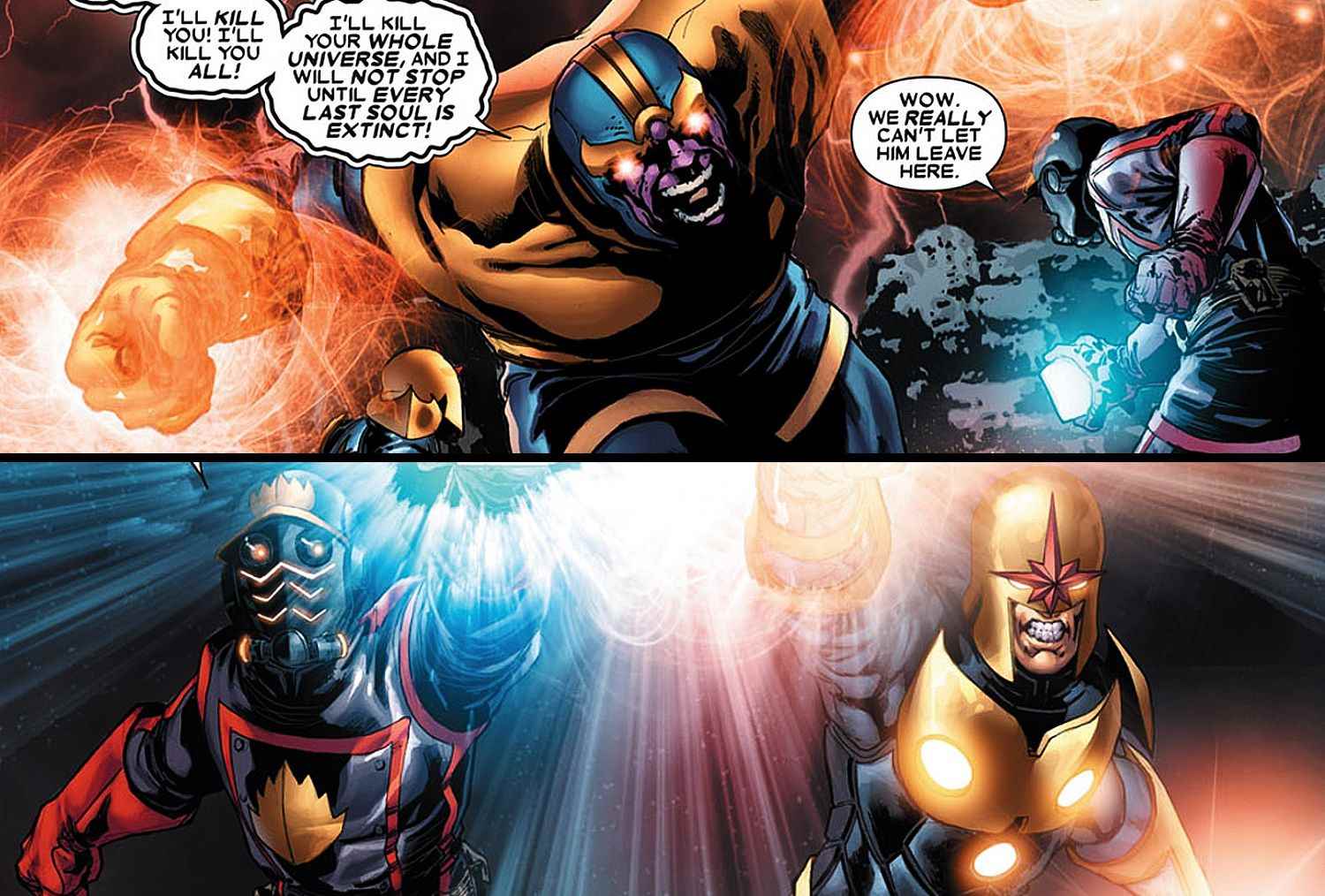 Star-Lord ve Nova Death Fighting Thanos