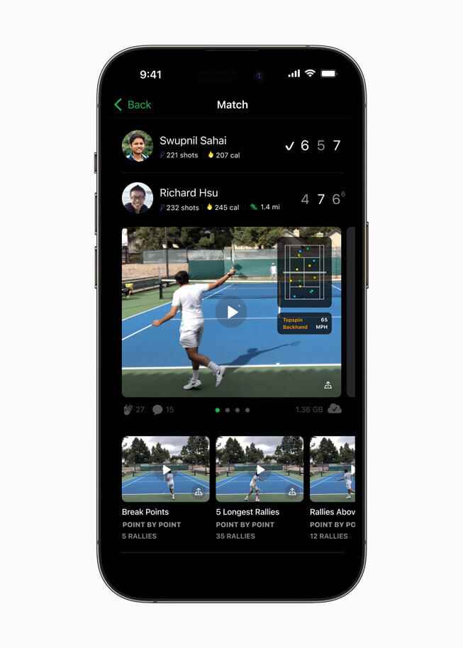 SwingVision: AI Tennis (İmaj kredisi- Apple) - 2023 Apple Tasarım Ödülleri'nin kazananlarına göz atın
