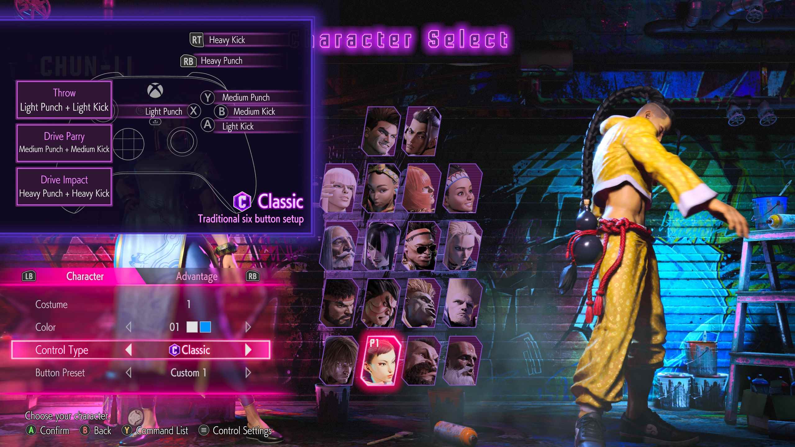Street Fighter 6 karakter seçme kontrolleri Klasik