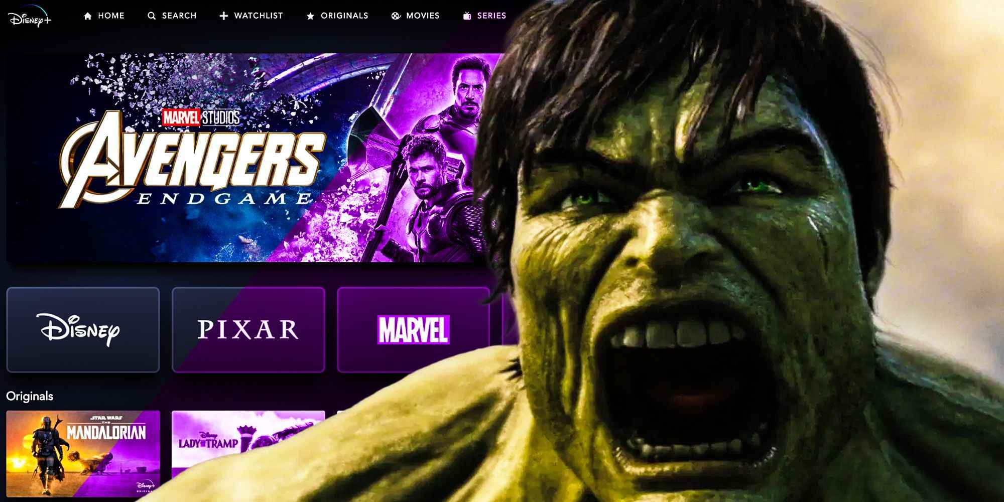 İnanılmaz Hulk, Disney+ menüsüyle yan yana kükrüyor.