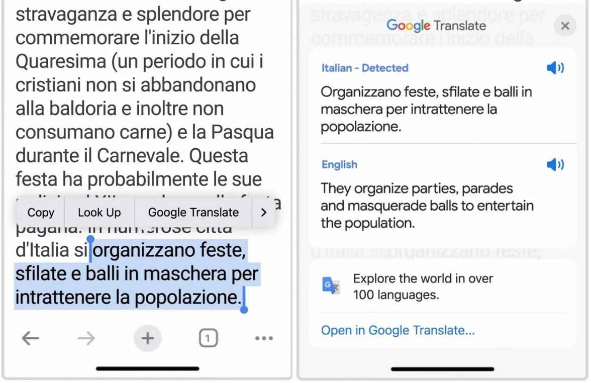 Bir web sayfasının bir bölümünü uygulamadan çıkmadan Chrome'da çevirin - Haritalar, Çeviri, Takvim ve Lens gibi Google uygulamaları, iOS Chrome uygulamasına entegre ediliyor