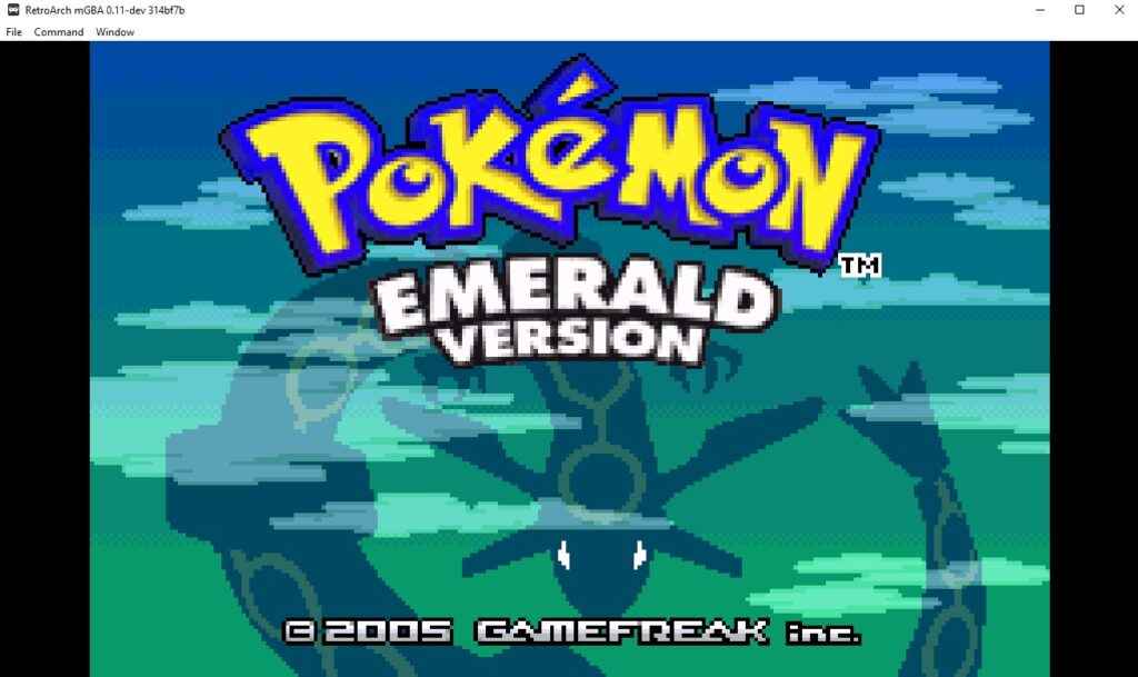 RetroArch'ta çalışan Pokemon Emerald versiyonu.