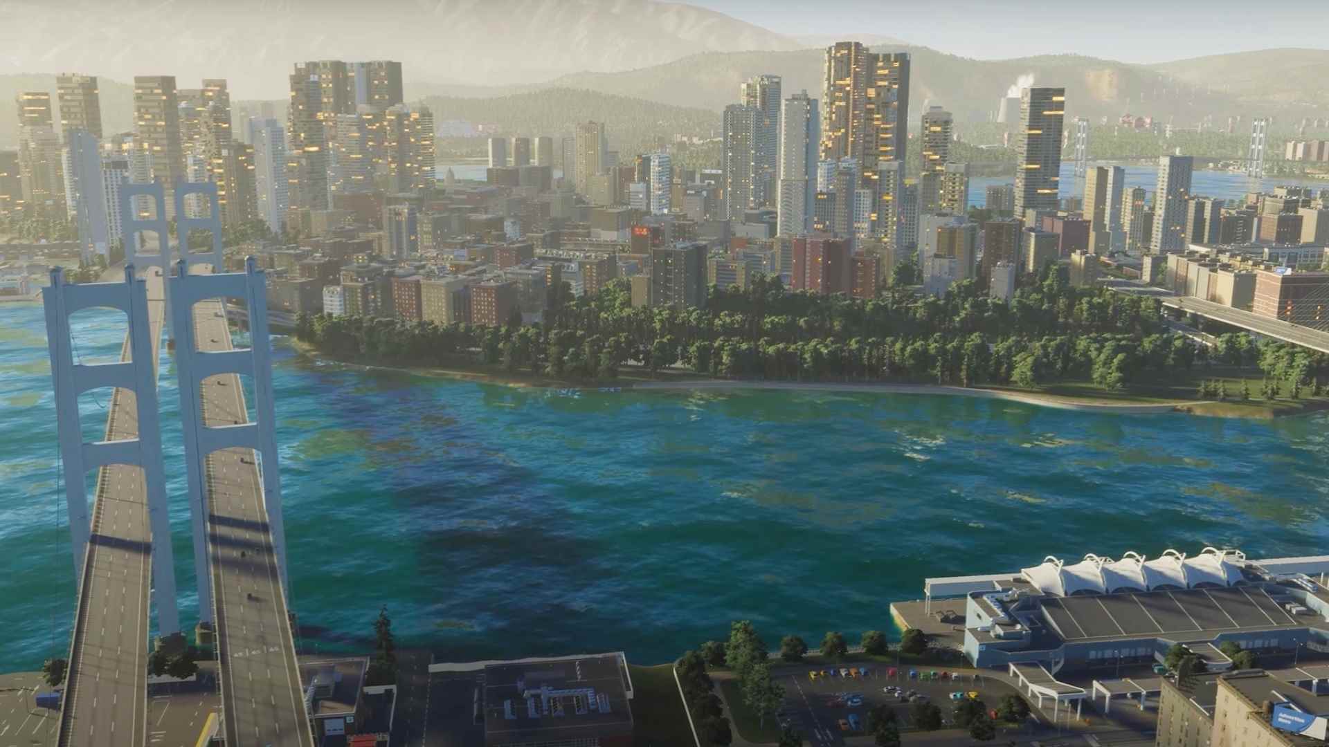 Cities Skylines 2 trafiği: Şehir kurma oyunu Cities Skylines 2'de genişleyen bir metropol ve büyük bir demir köprü