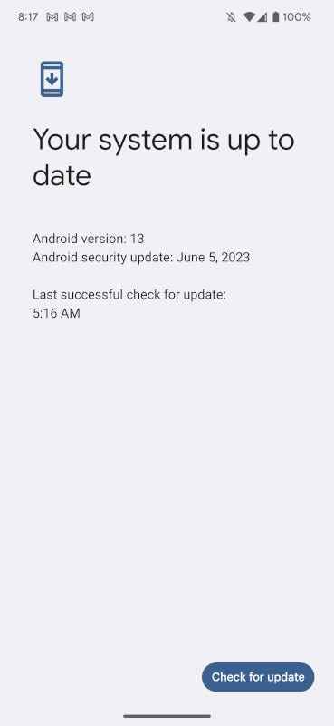 Android sistem güncelleme sayfası.