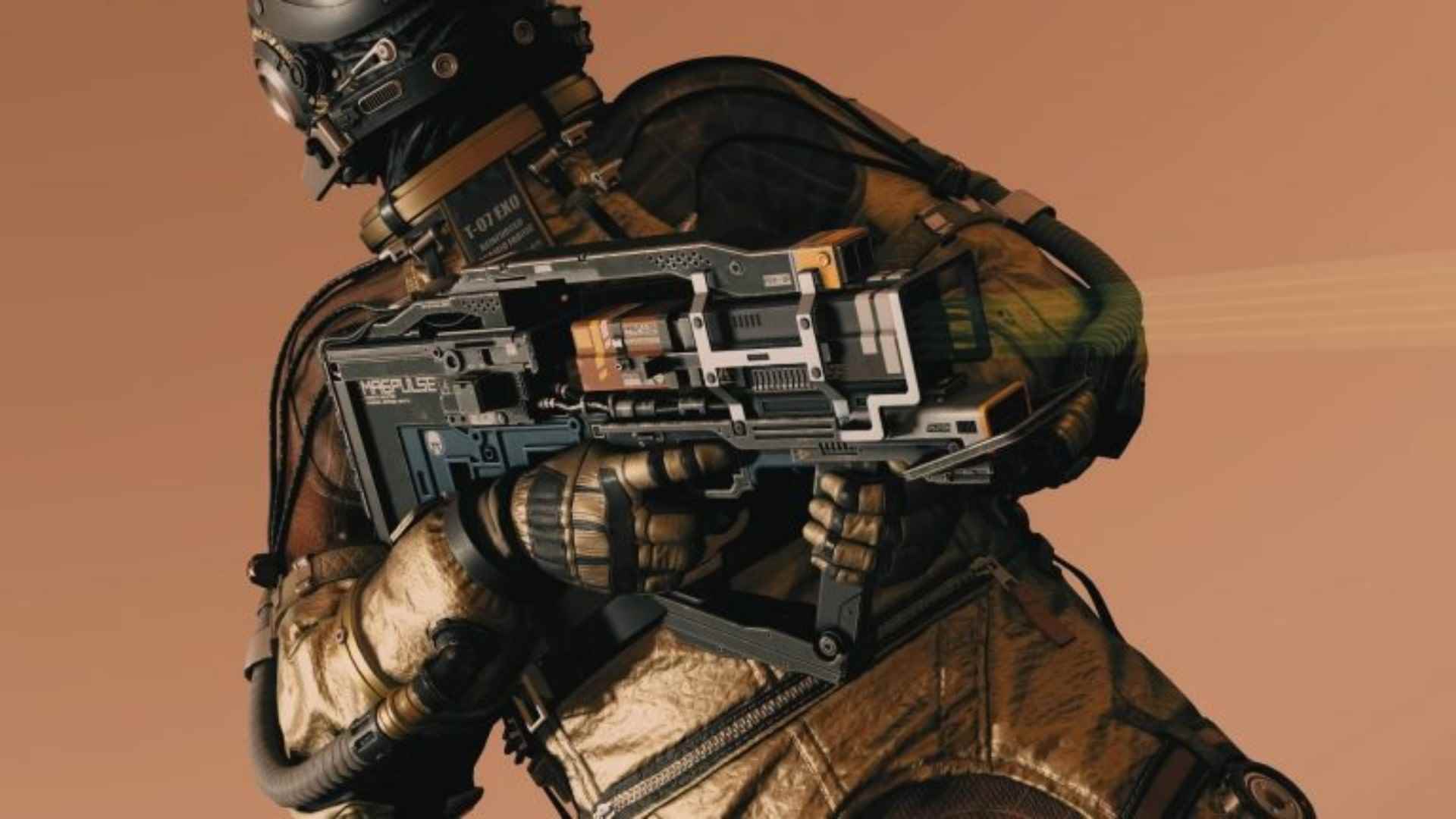 Starfield mag darbe tabancası: Bir asker, Bethesda RPG oyunu Starfield'da ağır bir silahı hedefliyor