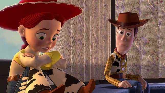 Pixar'ın Oyuncak Hikayesi 2'deki Jessie ve Woody.