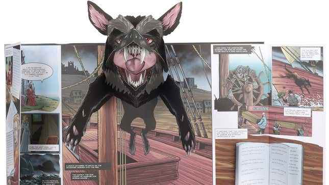 Drakula'nın açılır bir versiyonunda dev bir köpek sayfadan fırlıyor