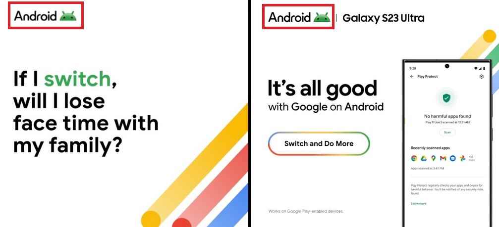Yeni Android logosu ve robot kafası, platformun son basılı reklamlarında görünür - Google, robot kafası ve kelime işareti dahil olmak üzere Android logosunu revize eder