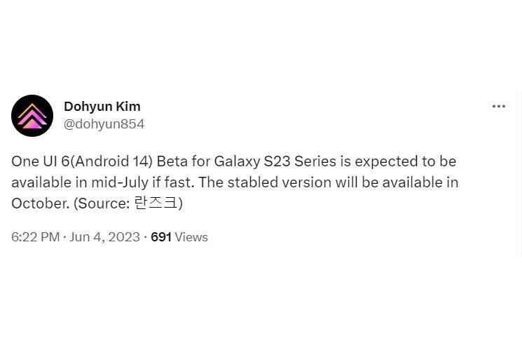 Leaker, Galaxy S23 kullanıcılarının ilk Android 14 beta sürümünü ne zaman almayı bekleyebileceklerini ortaya koyuyor