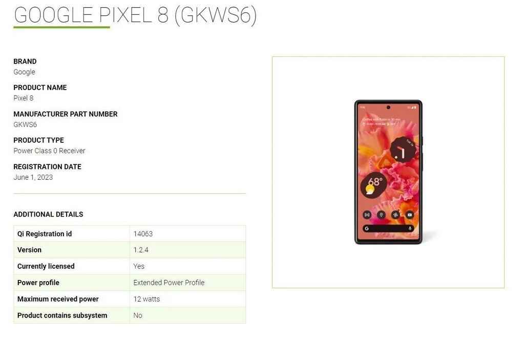 Pixel 8, Kablosuz Güç Konsorsiyumu tarafından onaylanmıştır - Pixel 8, Kablosuz Güç Konsorsiyumu tarafından listelenmiştir