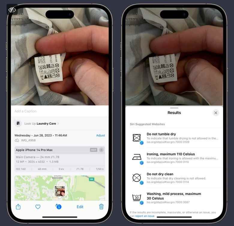 iOS 17'de Fotoğraflar uygulaması, giysilerinizdeki çamaşır etiketlerini okuyabilecek - iOS 17'deki Fotoğraflar uygulaması, çamaşır etiketleri ve otomobil panolarındaki simgeleri çözecek