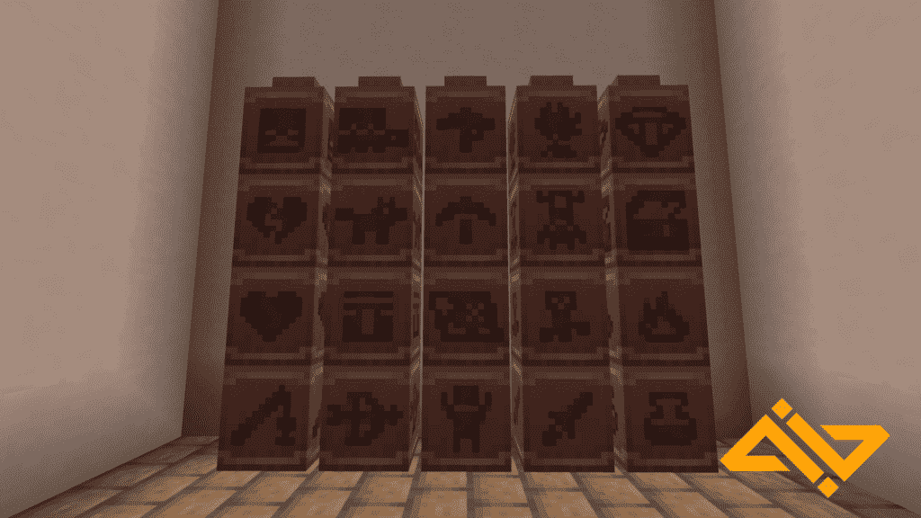 Minecraft 1.20'de zemini kerpiç olan beyaz pişmiş toprak duvarın önünde dekore edilmiş 20 çömlek