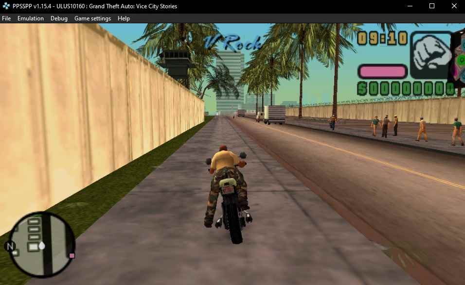 GTA: Vice City Stories, bir PSP öykünücüsü olan PPSSPP'yi çalıştırıyor.
