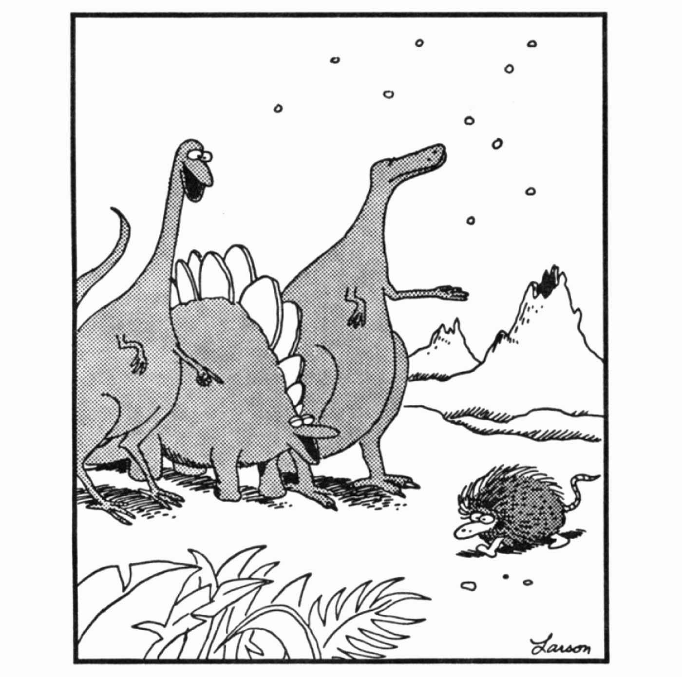 uzak taraftaki dinozorlar memelilere gülüyor