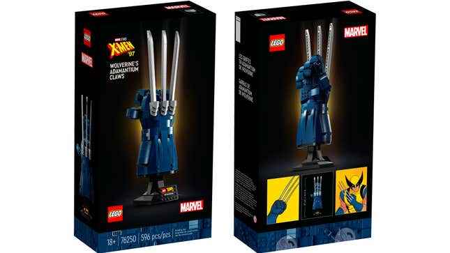 Lego Marvel Wolverine'in Adamantium Claws setinin ambalajının önü ve arkası.