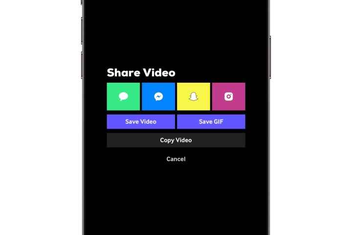 Giphy Share a Video ekranını gösteren iPhone.