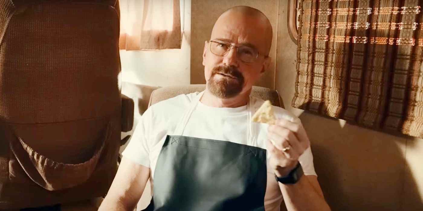 PopCorners'ın Breaking Bad reklamında Walter White rolünde Bryan Cranston.