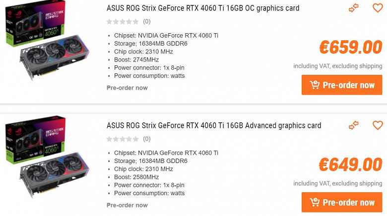 GeForce RTX 4060 Ti 16GB için 500$ çoksa, 660$'a ne dersiniz?  İlk ekran kartları satışa çıktı, ancak Asus kartı fiyatıyla şaşırttı