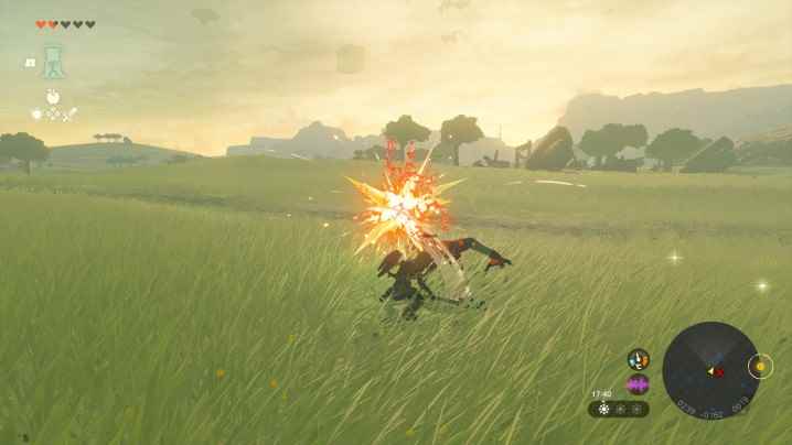 Link kafasına bir bokoblin vuruyor.