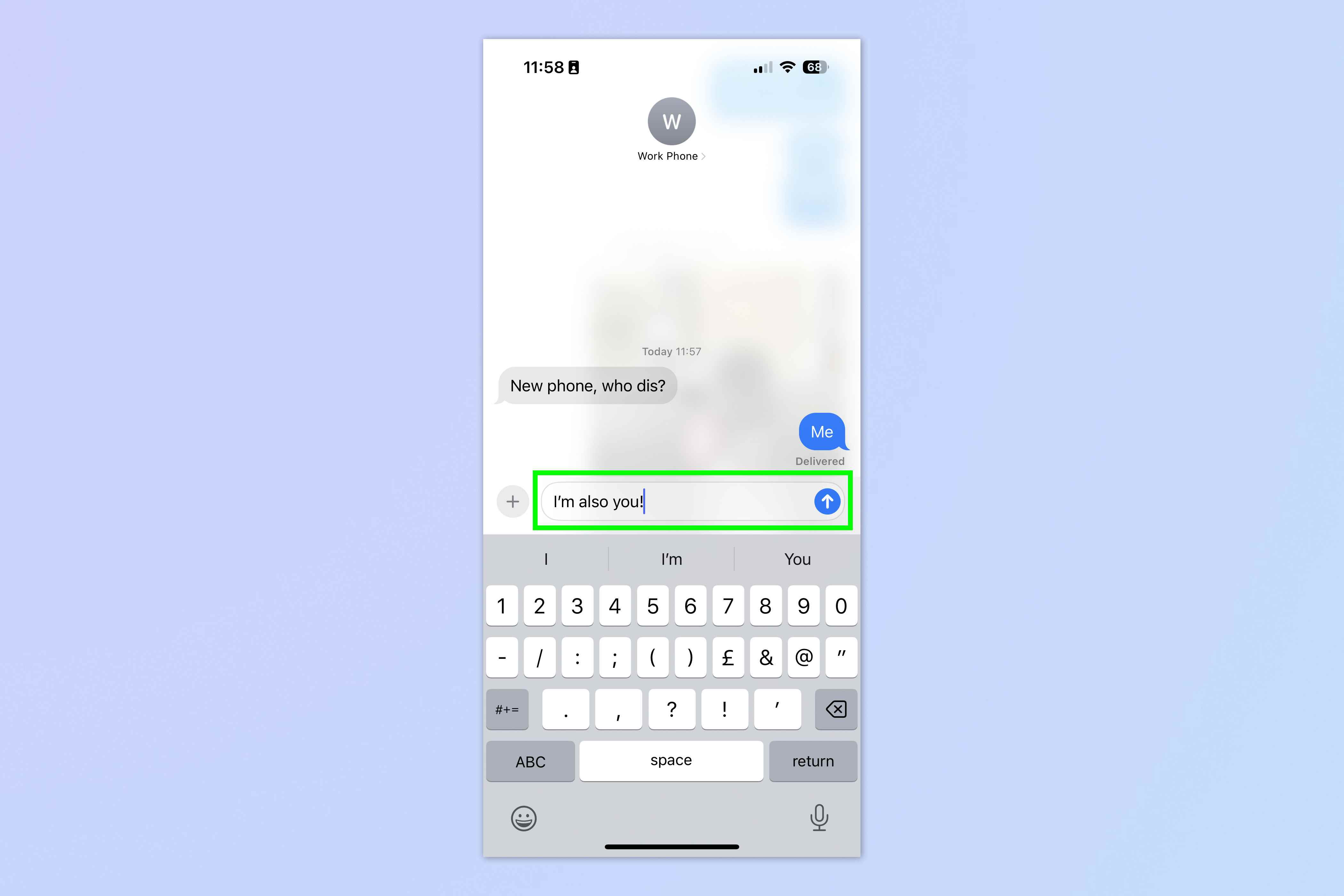 iOS Mesajlarında nasıl hızlı yanıt verileceğini gösteren bir ekran görüntüsü
