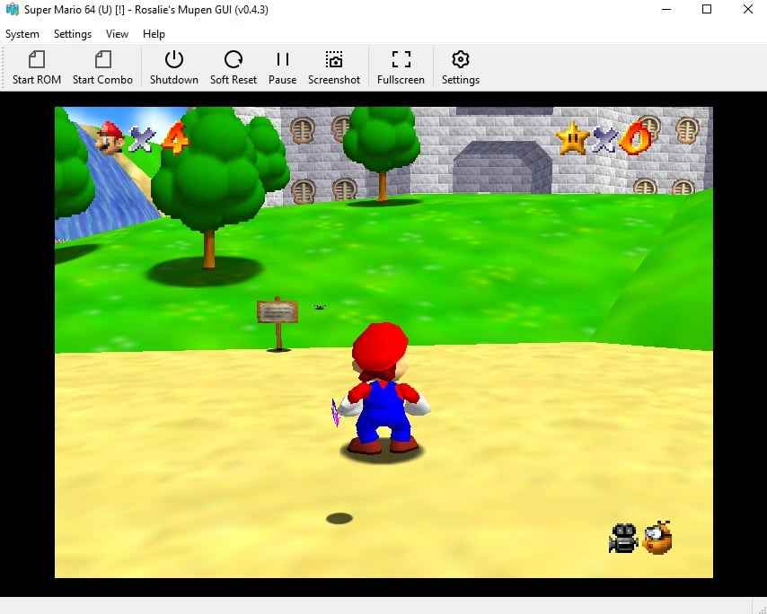Super Mario 64 çalıştıran RMG.